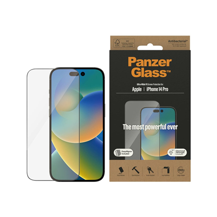 Panzer Glass PanzerGlass | Ekrano apsauga | Apple | iPhone 14 Pro | Stiklas | Išvalyti | Itin platus pritaikymas; Lengvas montavimas; Atsparus pirštų atspaudams