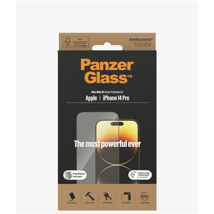 Panzer Glass PanzerGlass | Ekrano apsauga | Apple | iPhone 14 Pro | Stiklas | Išvalyti | Itin platus pritaikymas; Lengvas montavimas; Atsparus pirštų atspaudams