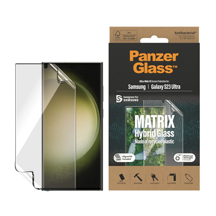 Panzer Glass PanzerGlass | „Matrix“ ekrano apsauga, itin platus pritaikymas W. Alignerkit | Ekrano apsauga | Samsung | Galaxy S23 Ultra | Skaidrus