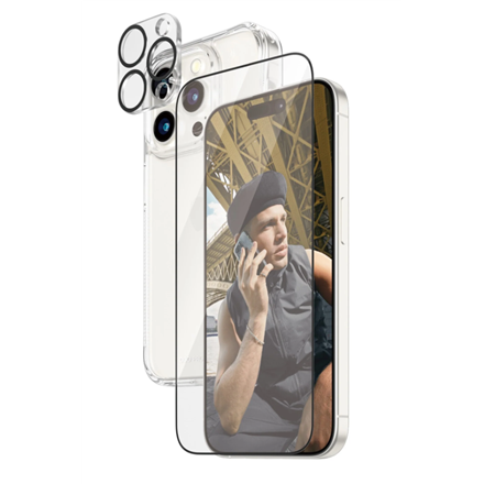 Panzer Glass PanzerGlass | Panzerglass 3-in-1 pakuotė | iPhone | iPhone 15 Pro | Išvalyti | „PicturePerfect“ fotoaparato objektyvo apsauga, su belaidžiu įkrovimu suderinamas kietasis dėklas ir itin platus ekrano apsauginis sluoksnis