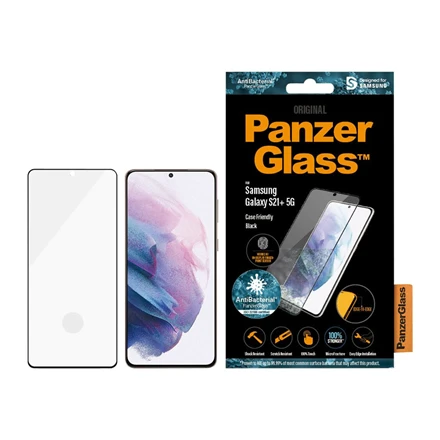 Panzer Glass PanzerGlass | Samsung | Galaxy S21+ serija | Antibakterinis stiklas | Juodas | Patogus dėklui, suderinamas su ekrane esančiu pirštų atspaudų skaitytuvu | Ekrano apsauga nuo pirštų atspaudų