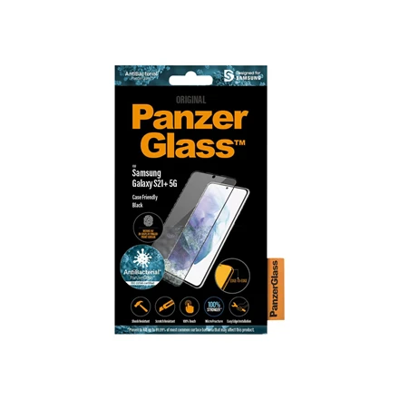 Panzer Glass PanzerGlass | Samsung | Galaxy S21+ serija | Antibakterinis stiklas | Juodas | Patogus dėklui, suderinamas su ekrane esančiu pirštų atspaudų skaitytuvu | Ekrano apsauga nuo pirštų atspaudų