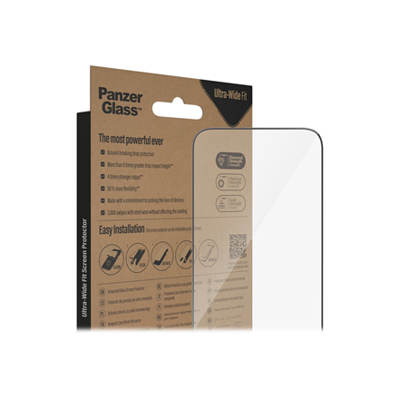 Panzer Glass PREMIUM TEMPERED biometrinio stiklo ekrano apsauga pilnas dangtelis iPhone 2022 6.7'' Pro Max UWF wA AB (Juodas)