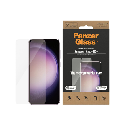 Panzer Glass PREMIUM TEMPERATO stiklo ekrano apsauga, pilnas dangtelis, skirtas Samsung Galaxy S23+, Ultra-Wide Fit AB, (Naujas)