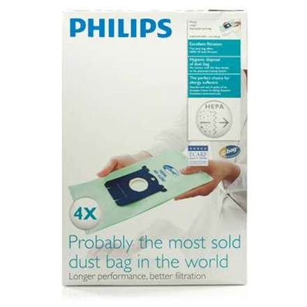 Philips s-bag Dulkių siurblių maišeliai FC8022/04 4 x dulkių maišeliai Vienas standartas tinka visiems Antialerginiam filtravimui