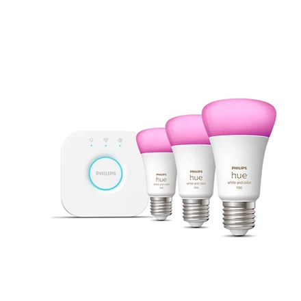 Philips „Hue White and color ambiance“ Pradinis rinkinys: 3 E27 išmaniosios lemputės (1100)