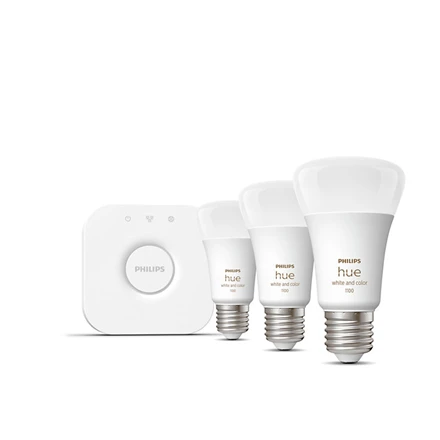 Philips „Hue White and color ambiance“ Pradinis rinkinys: 3 E27 išmaniosios lemputės (1100)