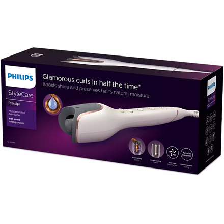 „Philips MoistureProtect Auto“ suktukas BHB878/00 Keraminė kaitinimo sistema, Jonizavimo funkcija, Temperatūra (min.) 170 °C, Temperatūra (maks.) 210 °C, Baltas