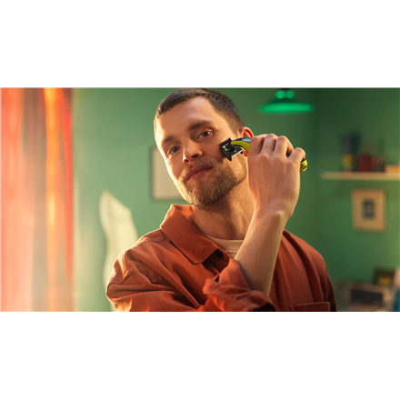 Philips | Skustuvas/kirptuvas, veido | QP2724/20 OneBlade | Veikimo laikas (maks.) 45 min | Drėgnas ir sausas | NiMH | Pilka/žalia