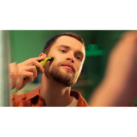 Philips | Skustuvas/kirptuvas, veido | QP2724/20 OneBlade | Veikimo laikas (maks.) 45 min | Drėgnas ir sausas | NiMH | Pilka/žalia