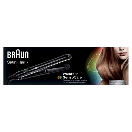 Braun | Satin-Hair 7 SensoCare ST780 | Garantija 24 mėn. | Ceramic heating system | Temperature (min) 120 °C | Temperature (max) 200 °C | Juodas