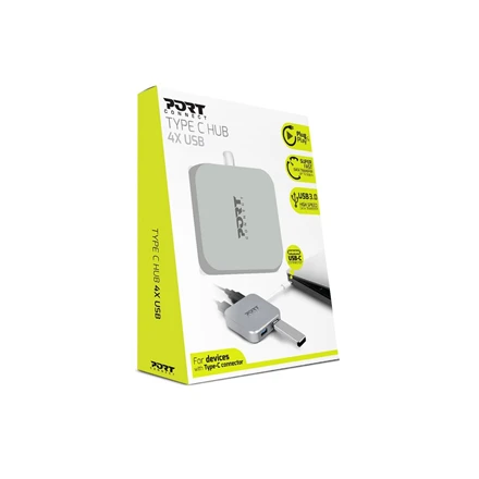 Port Designs USB šakotuvas PORT, 4 jungtys, TYPE C