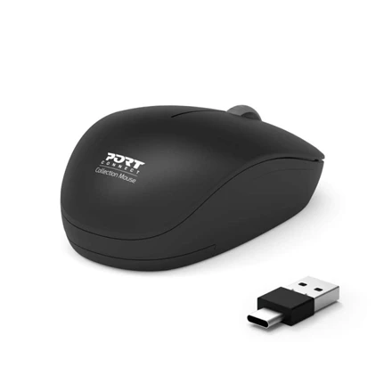 Pelė Port Designs PORT CONNECT laidas COLLECTION, USB-A ir USB-C, 2.4Ghz, 1600DPI, Graphite