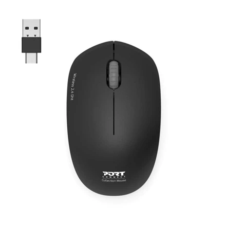 Pelė Port Designs PORT CONNECT laidas COLLECTION, USB-A ir USB-C, 2.4Ghz, 1600DPI, Graphite