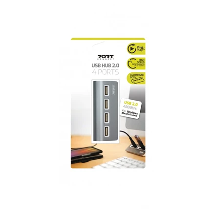 Port Designs USB šakotuvas PORT, 4 jungtys, USB 2.0