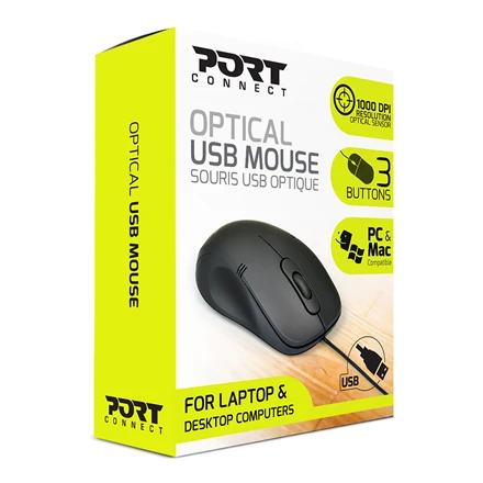 PORT DESIGNS PRO Pelė 900400-P Juodas, Optinė USB pelė