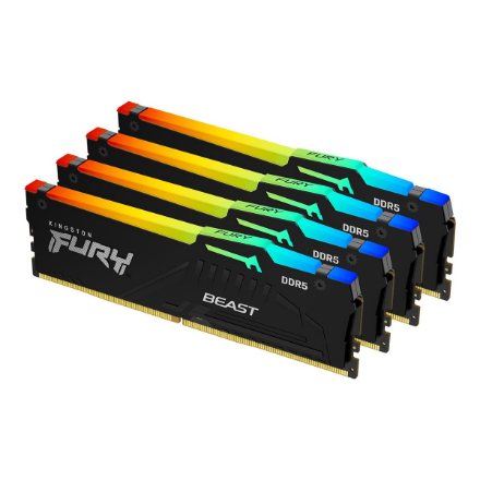 RAM „Kingston KF552C40BBAK4-128“ 128 GB 5200 MT/s DDR5 CL40 DIMM (4 vnt. rinkinys) „FURY Beast RGB XMP“ | „Kingston“