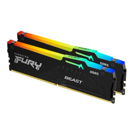 RAM „Kingston KF556C40BBAK2-64“ 64 GB 5600 MT/s DDR5 CL40 DIMM (2 vnt. rinkinys) „FURY Beast RGB“ | „Kingston“