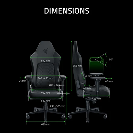 Razer žaidimų kėdė su juosmens atrama Iskur V2 EPU Leather, Aliuminio | Juodas