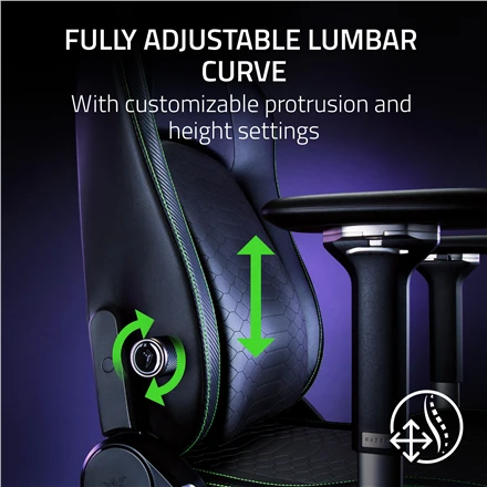 Razer žaidimų kėdė su juosmens atrama Iskur V2 EPU Leather, Aliuminio | Juodas