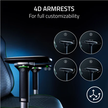 Razer žaidimų kėdė su juosmens atrama Iskur V2 EPU Leather, Aliuminio | Juodas