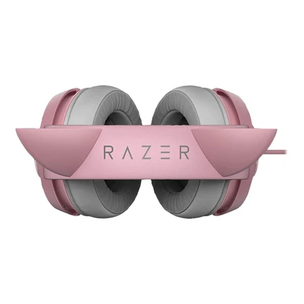Žaidimų Ausinės Razer Kraken Kitty Edition Quartz, Chroma RGB, ANC mikrofonas, THX erdvinis garsas, USB jungtis, rožinės