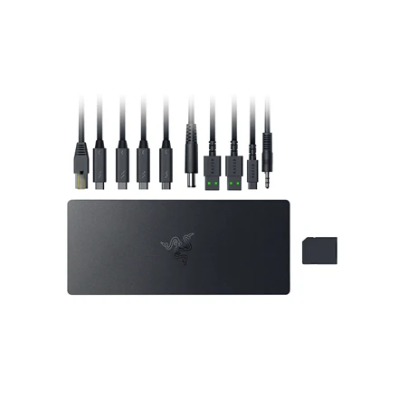 Razer Thunderbolt dokas su laidų rinkiniu ir SD kortele