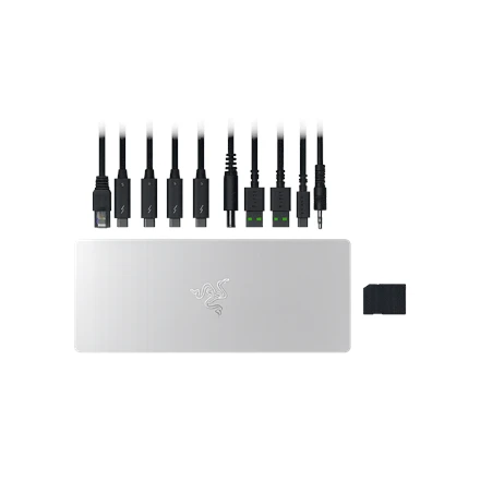 „Razer“ darbalaukio RGB dokas keliems įrenginiams ir ekranams | „Thunderbolt 5“ dokas