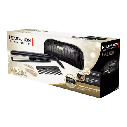 Remington Plaukų tiesinimo žnyplės S3505GP Style edition Keraminė šildymo sistema, Temperatūra (maks.) 230 °C, 56 W, Juodas