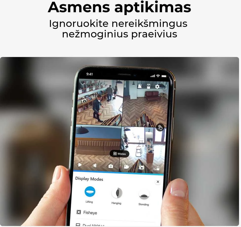 Išmanioji 360° panoraminė vidaus žuvies akies kamera Reolink Fisheye W520, 6 MP,  microSD, Wi-Fi