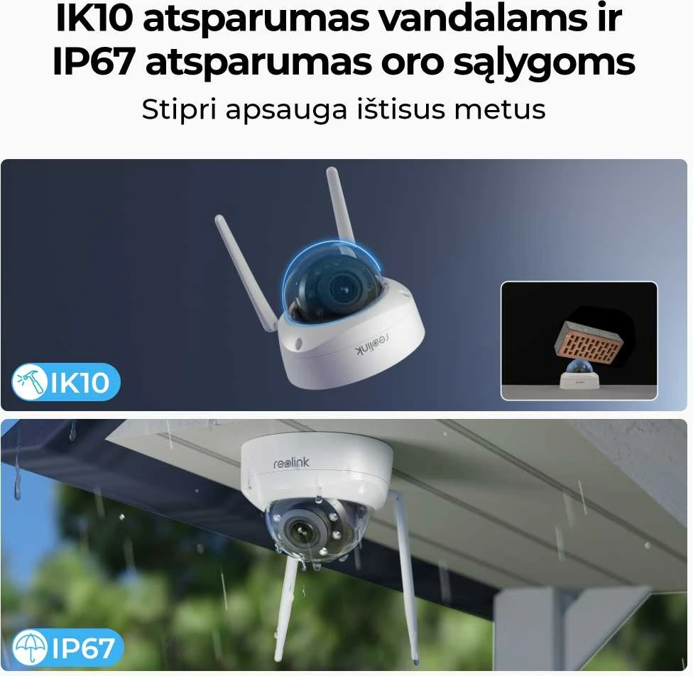 Išmani vandalams atspari lauko apsaugos kamera Reolink W437 su apšvietimu, 8 MP, IP67