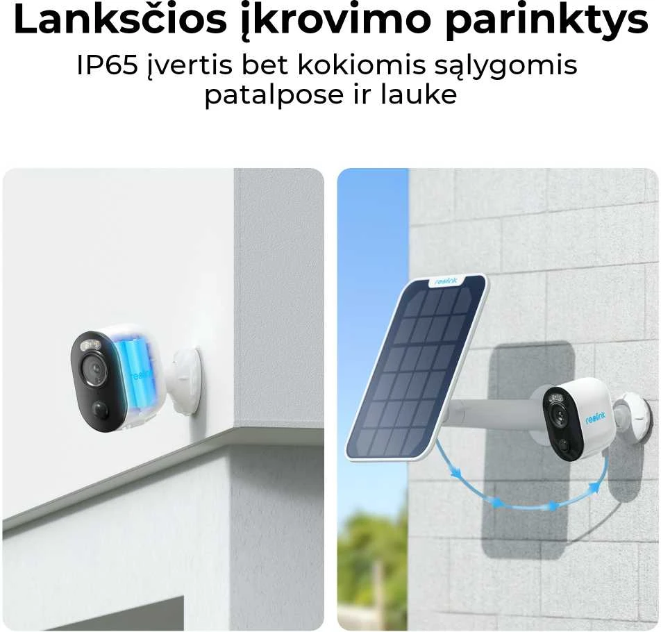 Akumuliatorinė kamera su saulės kolektoriumi Reolink Argus Series B310, 3 MP, Wi-Fi, microSD