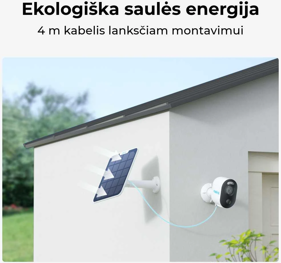 Akumuliatorinė kamera su saulės kolektoriumi Reolink Argus Series B310, 3 MP, Wi-Fi, microSD