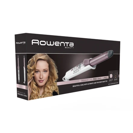 Rowenta Hair Suktukas CF3460F0 Keraminė šildymo sistema, Statinės skersmuo 25 mm, Temperatūra (min) 130 °C, Temperatūra (maks.) 200 °C, Šildymo lygių skaičius 8, Ekranas LCD, Snow baltas/metal cinamono rožinė