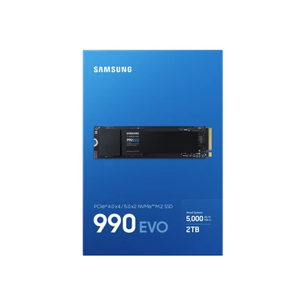 Kietasis diskas Samsung 990 EVO, 2000 GB, Rašymo greitis 4200 MB/s, Skaitymo greitis 5000 MB/s
