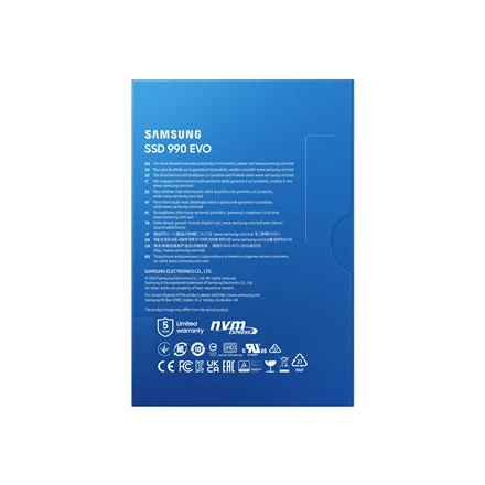 Kietasis diskas Samsung 990 EVO, 2000 GB, Rašymo greitis 4200 MB/s, Skaitymo greitis 5000 MB/s