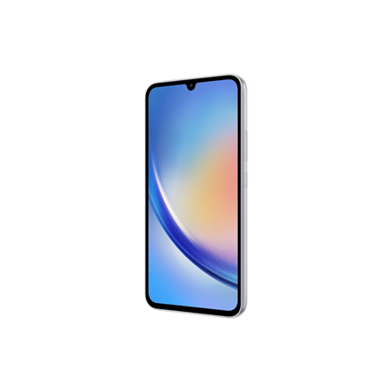 Samsung | Galaxy | A34 A346 | Nuostabus Sidabrinis | 6,6" | Super AMOLED | 1080 x 2340 pikselių | Mediatek | Matmenys 1080 (6 nm) | Vidinė RAM 6 GB | 128 GB | Micro SDXC | Dvi SIM kortelės | Nano-SIM | 4G | 5G | Pagrindinė kamera 48+8+5 MP |. Antrinė kamera 13 MP |