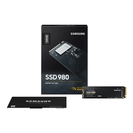 Kietasis diskas Samsung V-NAND SSD 980 500 GB, SSD form factor M.2 2280, SSD sąsaja M.2 NVME, Rašymo greitis 3000 MB/s, Skaitymo greitis 3500 MB/s
