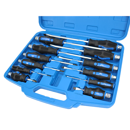 SATRA 12 vnt Go-Thru atsuktuvų rinkinys magnetinio galo plokščia galvute ir „Philips Heavy Duty S-S12PC“