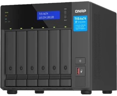 Serveris QNAP ZFS pagrįsta saugykla | TVS-h674-i5-32G su PCIe Gen 4 išplečiamumu 10/25GbE ryšiui, M.2 NVMe SSD talpyklą ir kelių gijų procesorius | Intel | i5-12400 6-branduolių/12-thread | 32 GB | DDR4 SODIMM | Juodas