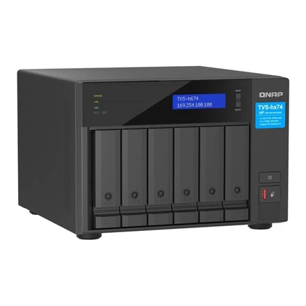 Serveris QNAP ZFS pagrįsta saugykla | TVS-h674-i5-32G su PCIe Gen 4 išplečiamumu 10/25GbE ryšiui, M.2 NVMe SSD talpyklą ir kelių gijų procesorius | Intel | i5-12400 6-branduolių/12-thread | 32 GB | DDR4 SODIMM | Juodas