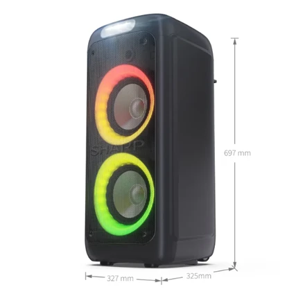 Sharp PS-949 Party Speaker with Built-in Baterija | Sharp | Party Speaker | PS-949 XParty Street Beat | 132 W | Atsparus vandeniui | Bluetooth | Belaidė jungtis | Portable | Juodas