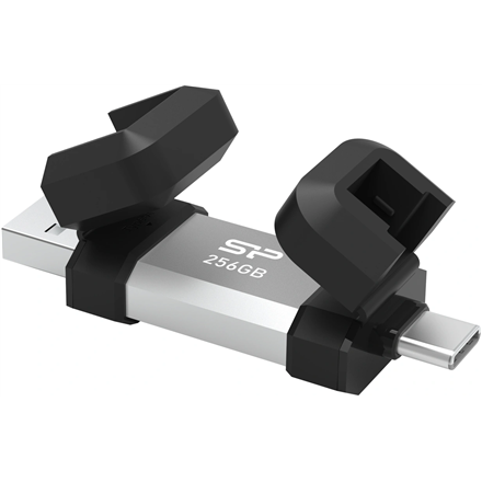 Silicon Power dvigubas USB diskas | „Mobile C51“ | 256 GB | USB C / A tipo | Sidabrinis
