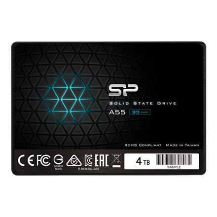 Kietasis diskas SILICON POWER 4TB A55 SATA III 6Gb/s VIDINIS KIETOJI DISKAS | Silicio galia | Tūzas | A55 | 4000 GB | SSD formos koeficientas 2,5" | Kietojo kūno disko sąsaja SATA III | Skaitymo greitis 500 MB/s | Rašymo greitis 450 MB/s