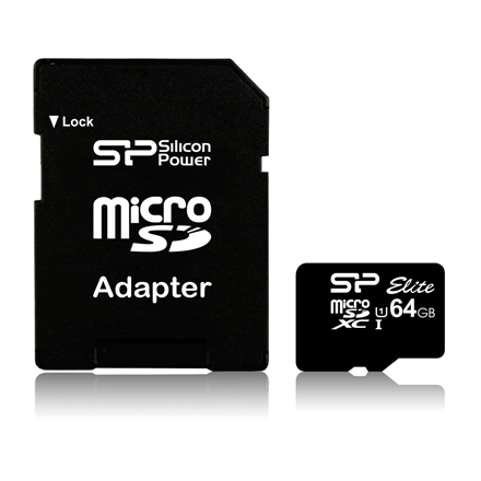 Atminties kortelė Silicon Power 64GB Micro SDXC UHS-I, SDR 50 režimas, 10 klasė, su SD adapteriu