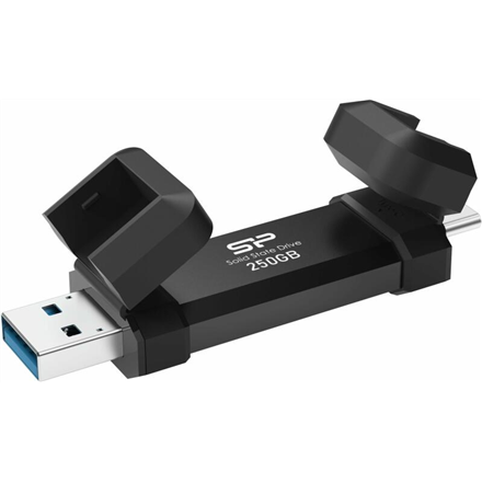 Silicon Power Portable Išorinis kietasis diskas SSD | DS72 | 250 GB | USB Type-A and USB Type-C 3.2 Gen 2 | Juodas