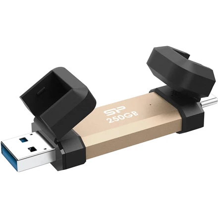 „Silicon Power DS72“ USB atmintinė, 250 GB A tipo USB / C tipo USB 3.2 Gen 2 (3.1 Gen 2) Auksinė