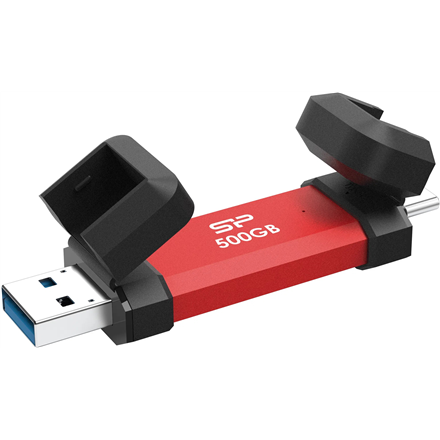 Kietasis diskas Silicon Power DS72 USB atmintinė 500 GB USB Type-A / USB Type-C 3.2 Gen 2 (3.1 Gen 2) Raudona