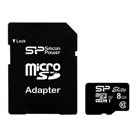 Atminties kortelė Silicon Power | Elite 8GB Micro SDHC UHS-I | 8 GB | Micro SDHC | Flash atminties klasė Class 10 | SD