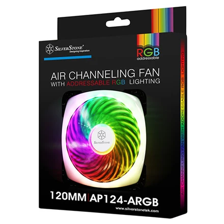 Silverstone AP124-ARGB korpuso ventiliatorius pakuotėje